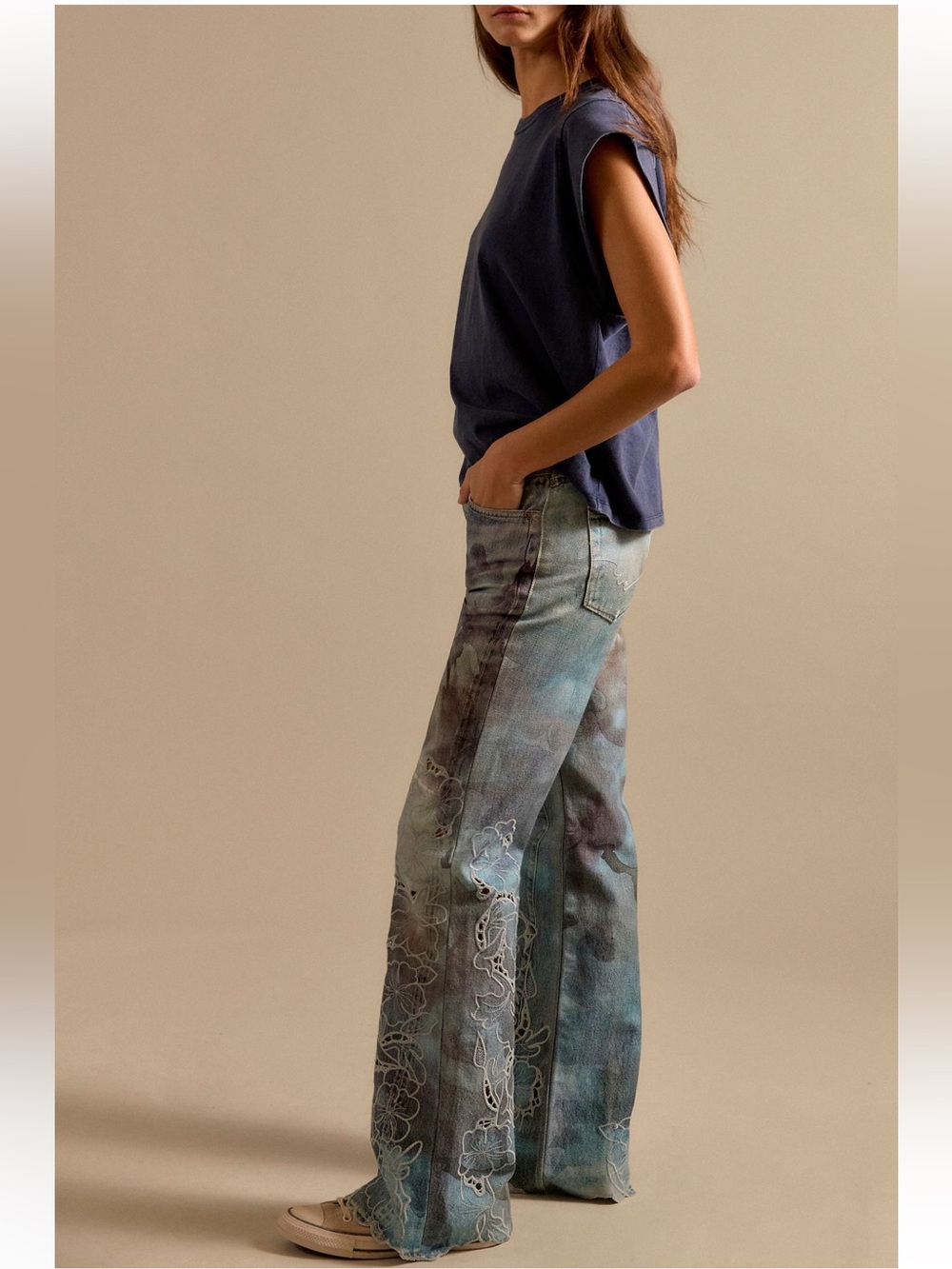 NWT FREE PEOPLE WE THE FREE WEAT COAST ILLUSIONS & CUTWORK JEANS 🔥🔥 - Picture 4 of 7